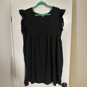 Umgee Black Ruffle Sleeve Blouse